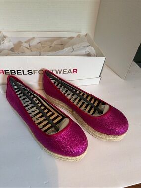 rebels Fuchsia Glitter Espadrille Flats
